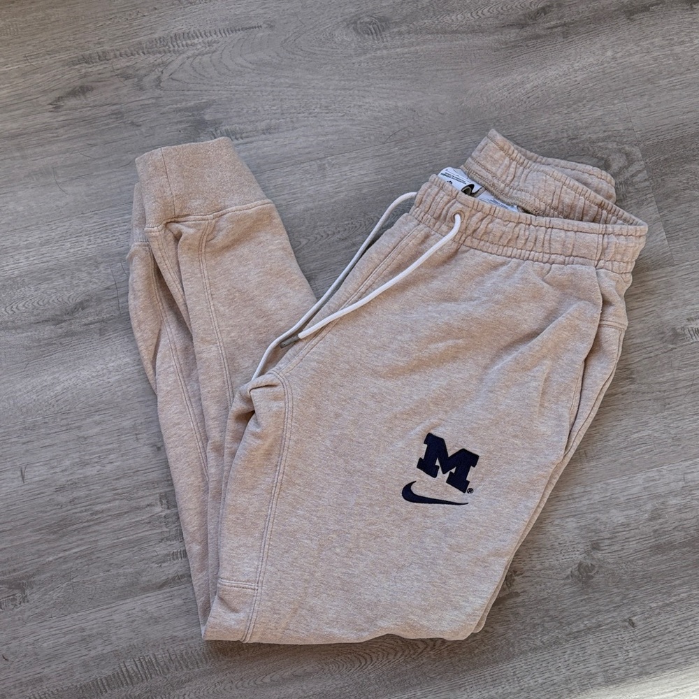 Nike Light Tan Joggers with Michigan Logo